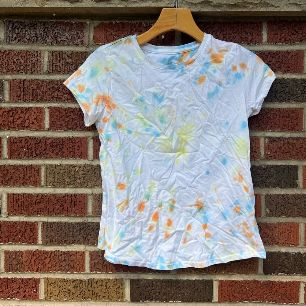 Wonder Nation White and Blue Tie Dye Short Sleeve Tee Shirt Top